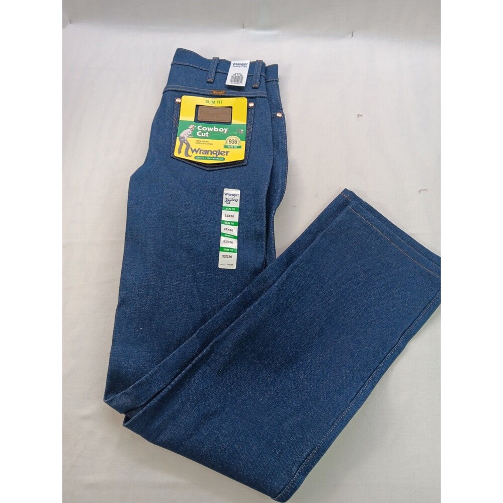 Wrangler Cowboy Cut Jeans Men's Size 32 X 36 936DEN Slim Fit Rigid Indigo